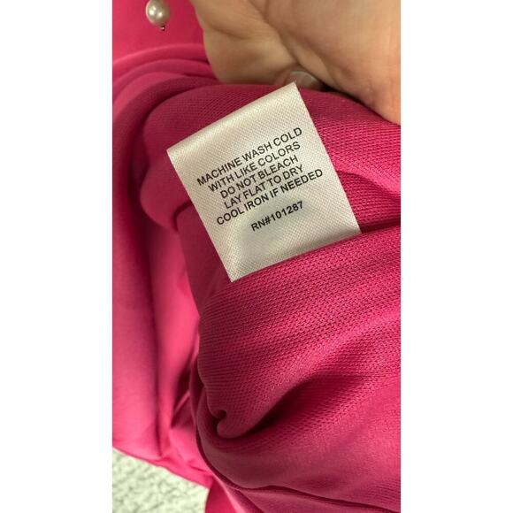 NWT Alexia Admor Valeria Dress Hot Pink Crew Neck Slit Thigh Knee Length Size XL - Picture 9 of 12